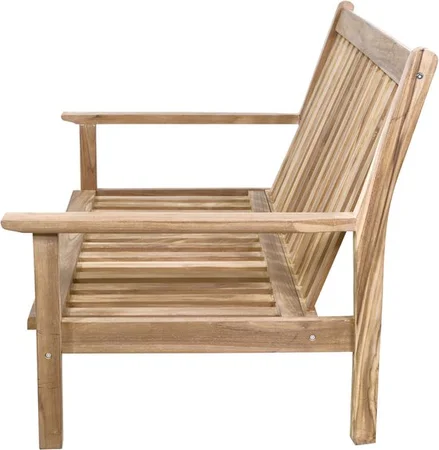 Loungebank Teak 124cm. incl. kussen - afbeelding 2